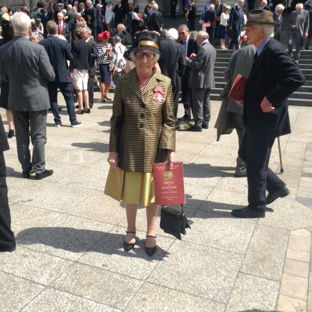 Rubina Porter MBE outside St Paul's Cathedral 24th May 2017