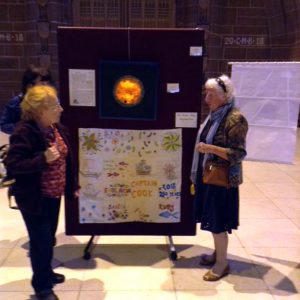 Rubina Porter MBE with Gill and the Sreepur ENDEAVOUR quilt