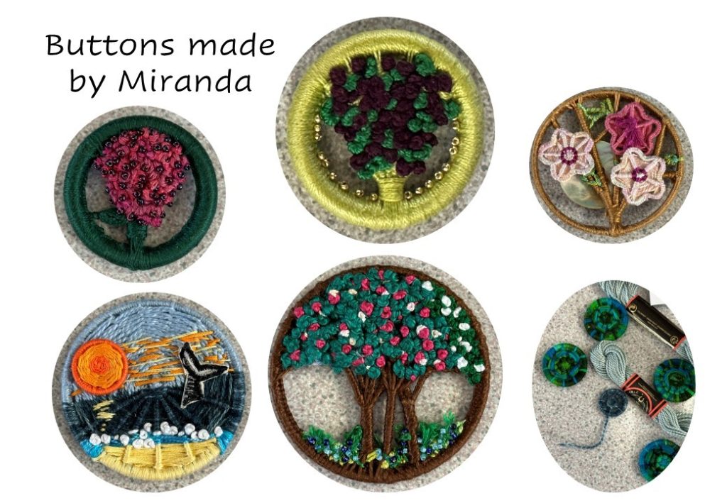 samples of Dorset buttons by Miranda Farby, Feb 2024