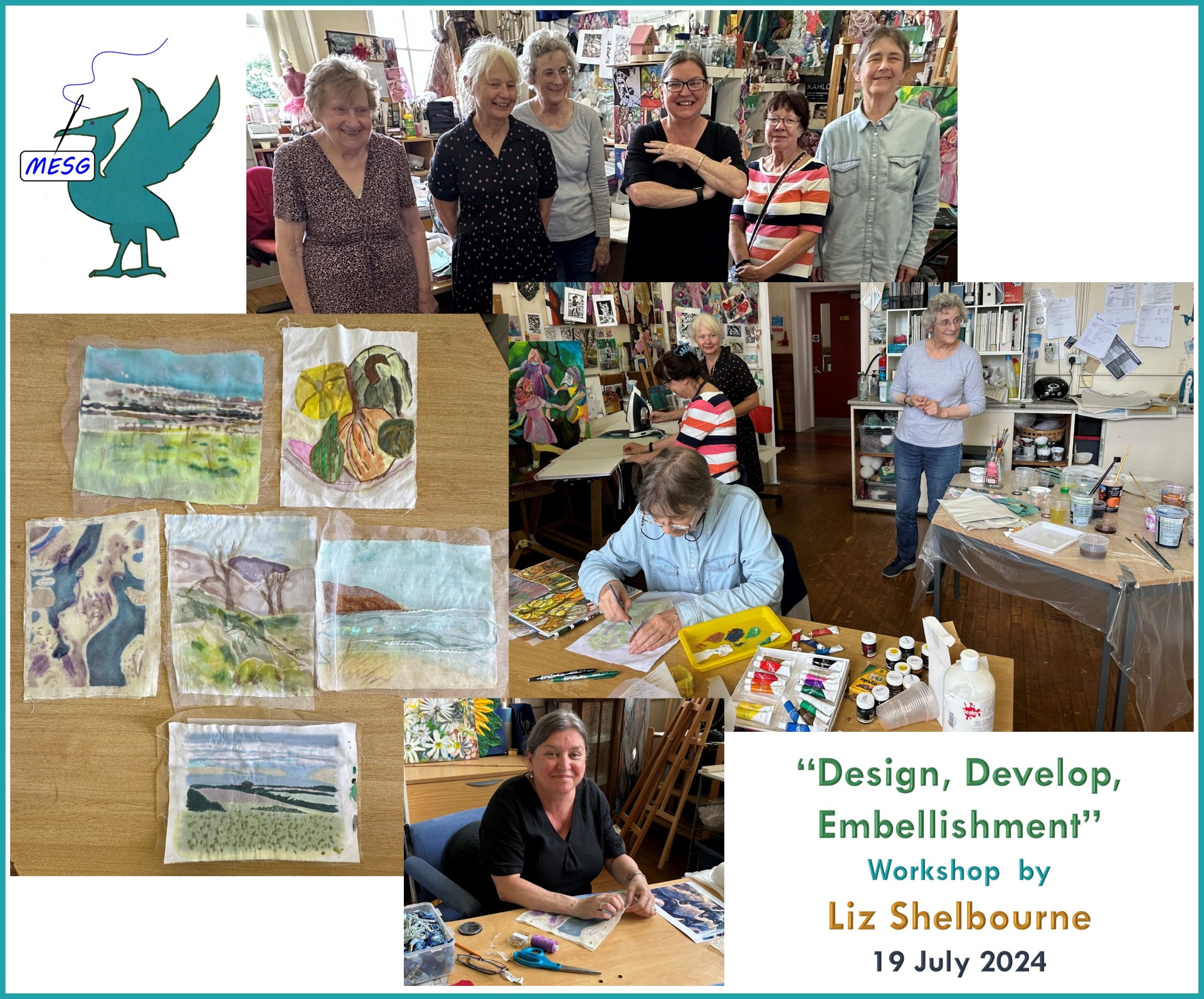 Collage of MEsG July Workshop with Liz Shelbourne
